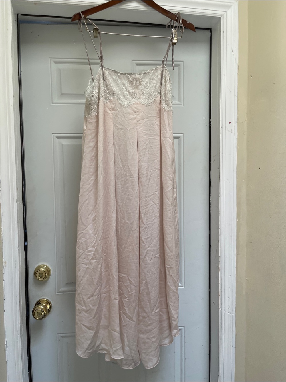 Anthropologie Saturday Sunday Lace-Trim Slip Jumpsuit- Blush Pink